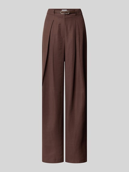 Produktfoto, Stoffhose aus Modal-Mix mit Gürtel von More & More, Damen Wide Leg, Gelegte Falten, Anzug-Stoff, Bundweite 36 cm, Innenbeinlänge 76 cm