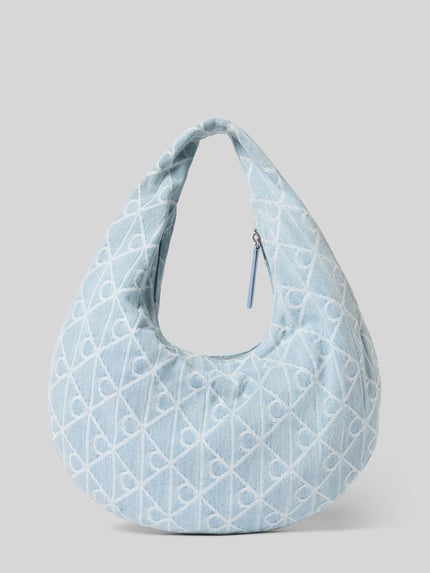 Produktfoto, Handtasche aus Baumwolle mit Logo-Muster von CK Calvin Klein, puur katoen, logomotief, draagband, hoofdvak met ritssluiting, breedte 42 cm, lengte 25 cm, diepte 1 cm, bandlengte 42 cm