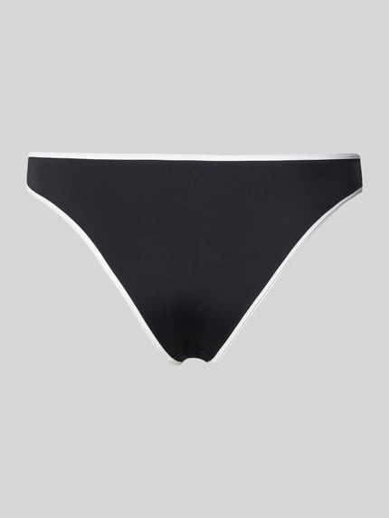 Produktfoto, Bikinihose mit Kontraststreifen Modell 'JOVITA' von Neo Noir, Schwarz mit Weiß, Material-Mix mit Stretch-Anteil, körpernahe Passform, elastischer Bund