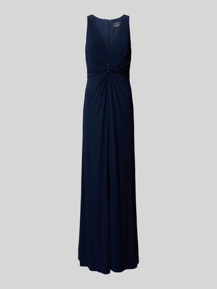 Adrianna Papell Abendkleid mit Raffungen und V-Ausschnitt Marine 2