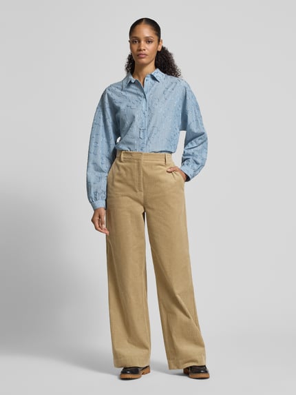 Jake*s Studio Woman Corduroy broek met wijde pijpen Rietgroen - 1