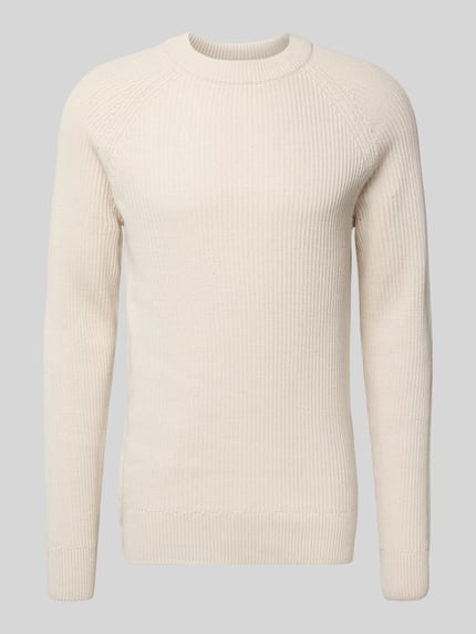 Casual Friday Sweter z dzianiny z okrągłym dekoltem model ‘Kristian’ Złamany biały 2