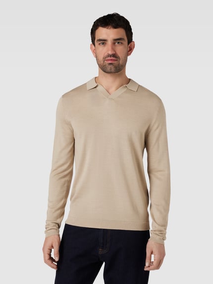 Selected Pullover mit Polokragen in unifarbenem Design Offwhite 4