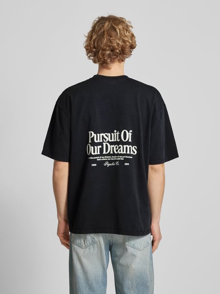 PEGADOR Oversized T-Shirt mit Label-Print Modell 'BROOKE' Anthrazit 5