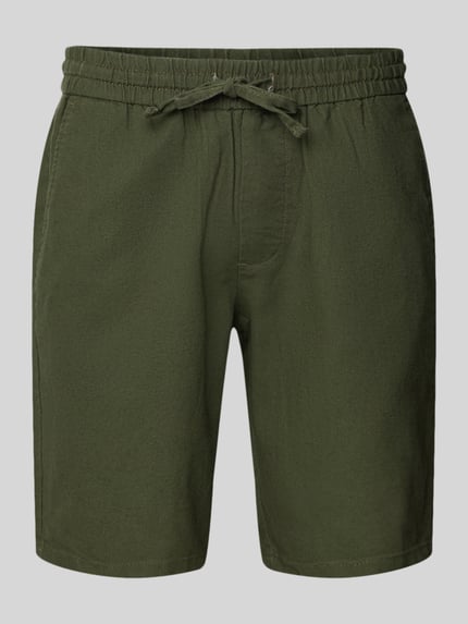 ONLY & SONS Korte broek van een mix van katoen en linnen, model 'LINUS' Olijfgroen - 2