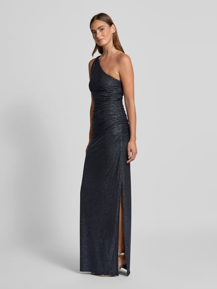 Jake*s Cocktail Abendkleid im One-Shoulder-Design Metallic Blue Melange 1