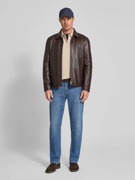 Selected Sweter z dzianiny o kroju regular fit z czystej bawełny model ‘BERG’ Złamany biały melanż 1