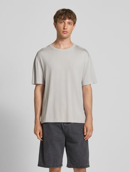 PEGADOR Oversized T-shirt met labelstitching, model 'Casan' Lichtgrijs - 4