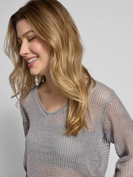 FREE/QUENT Gebreide pullover in semi-transparant design, model 'TERNE' Zilver - 3
