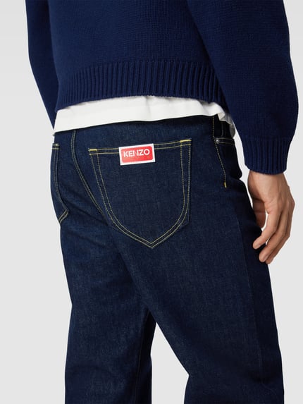 Kenzo Straight Fit Jeans mit Kontrastnähten Dunkelblau 3