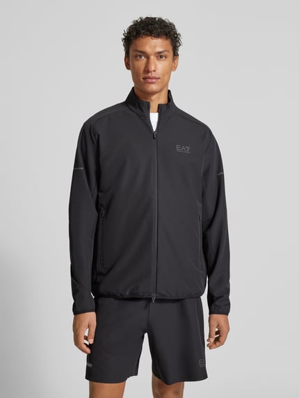 EA7 Emporio Armani Bluza rozpinana o kroju regular fit z nadrukiem z logo model ‘Ventus’ Czarny 4