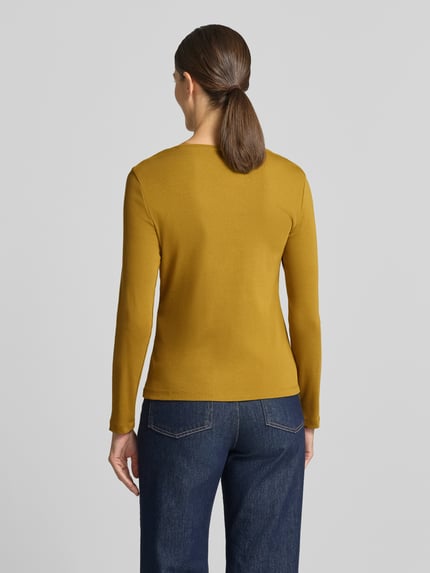 Christian Berg Woman Slim Fit Longsleeve aus reiner Baumwolle Senf 5