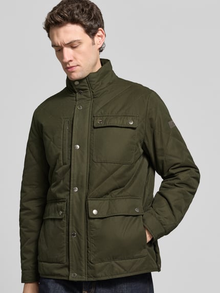 Fynch-Hatton Regular Fit Steppjacke mit Stehkragen und Pattentaschen Khaki 3
