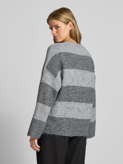 NOISY MAY® Oversized Strickpullover mit gerippten Abschlüssen Modell 'SUTTON Hellgrau Melange 5