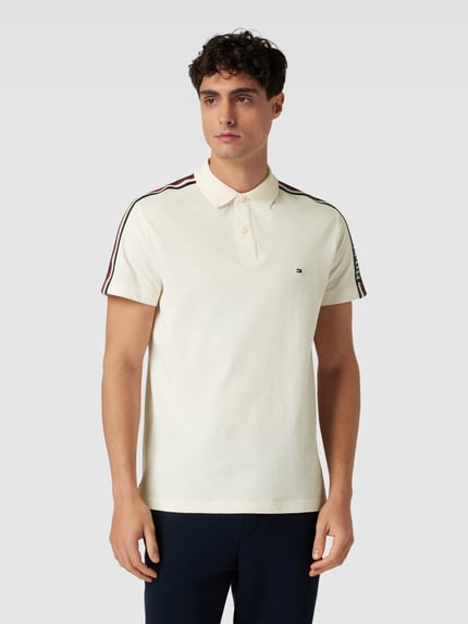 Tommy Hilfiger Regular Fit Poloshirt mit Kontraststreifen Beige 4