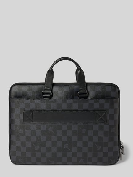 Produktfoto, Laptoptasche mit Logo-Print Modell 'Cort. Piazza Janus' von JOOP! in Schwarzgrau mit Karomuster, strukturierte Oberfläche, Herren Laptoptasche von JOOP! COLLECTION