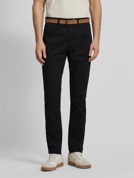 Tom Tailor Denim Slim fit chino met riem Zwart - 4