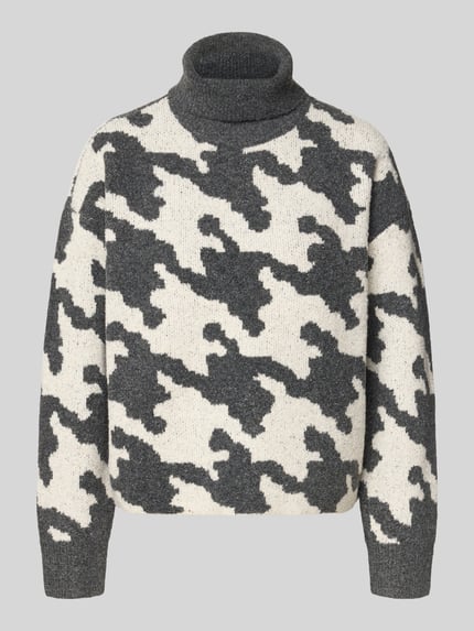 VERO MODA Regular Fit Rollkragenpullover mit Allover-Muster Modell 'HURLEY' Mittelgrau 2