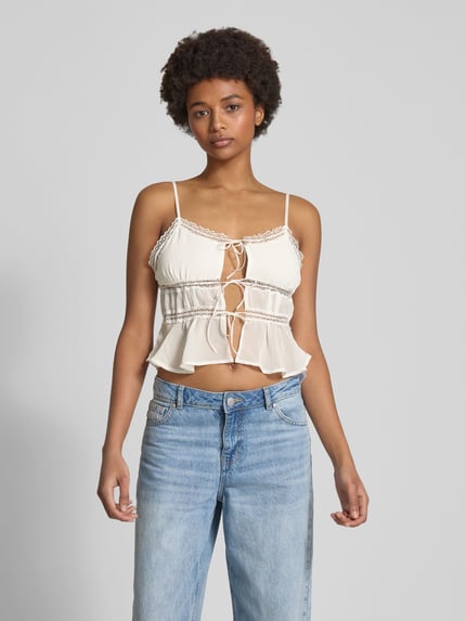 NOISY MAY® Top bluzkowy z koronką szydełkową model ‘FAIRY’ Biały 4