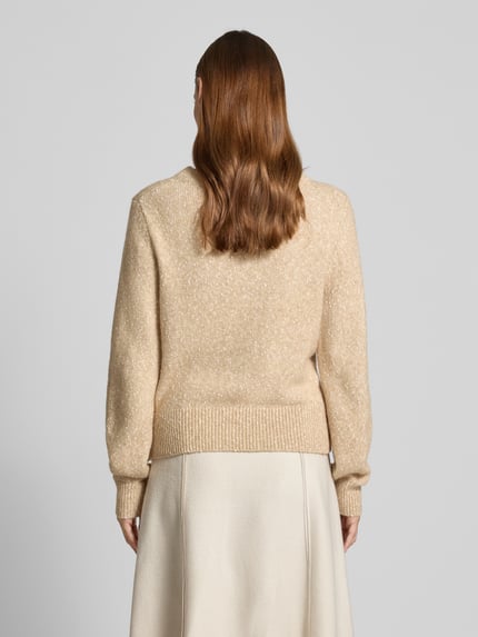 OPUS Sweter z dzianiny z okrągłym dekoltem model ‘Panep’ Camel 5