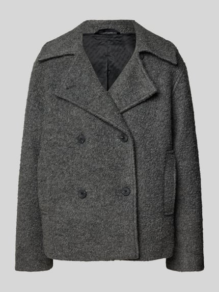 Selected Kurtka wełniana o kroju regular fit z dwurzędową listwą guzikową model ‘ALMA’ Ciemnoszary 2