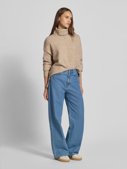 PIECES Regular Fit Rollkragenpullover mit Woll-Anteil Modell 'MALOU' Ecru 1