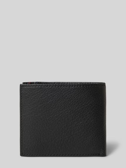 Produktfoto, Portemonnaie aus echtem Rindsleder von Tommy Hilfiger, Optik: Unifarben, Kontrastnähte, Label-Print, Nappleder-Struktur