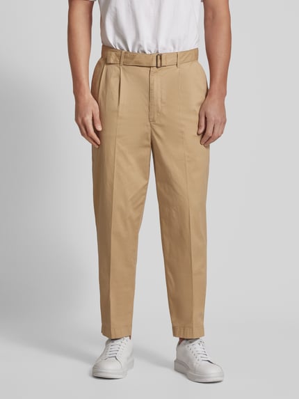 Michael Kors Chinosy z materiałowym paskiem Khaki 4