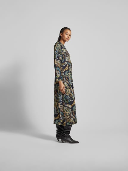 Lala Berlin Midi-jurk met v-hals Blauw gemêleerd - 1