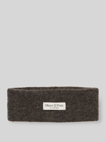 Marc O'Polo Stirnband aus Wolle mit Label-Patch Dunkelbraun 1