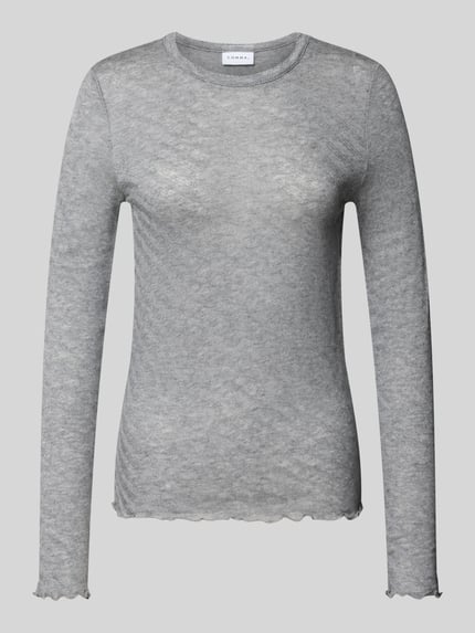 Produktfoto, Slim Fit Longsleeve aus katoenmix Model 'OKTOBER' van comma, Dames shirt met lange mouwen met geschulpte zoom, ruglengte bij maat 36: 59 cm