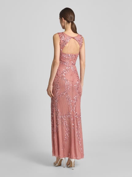 Lace & Beads Abendkleid mit Paillettenbesatz Rose 5