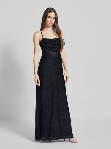 VM by Vera Mont Abendkleid mit Wasserfall-Ausschnitt Dunkelblau 1