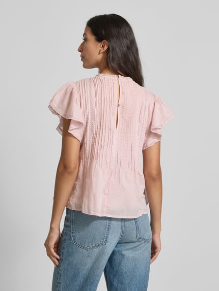 Scotch & Soda Regular fit blouse van puur katoen met ajourpatroon Lichtroze - 5