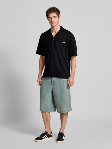 PEGADOR Relaxed fit vrijetijdsoverhemd met structuurmotief, model 'ACADO' Zwart - 1