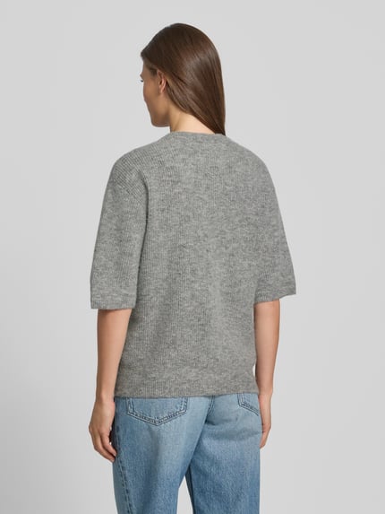 Samsøe Samsøe Strickjacke aus Woll-Mix mit 1/2-Arm Modell 'Saanoura' Hellgrau Melange 5