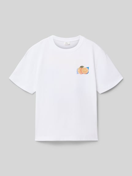 s.Oliver RED LABEL t-shirt o kroju regular fit z bawełny Biały 1