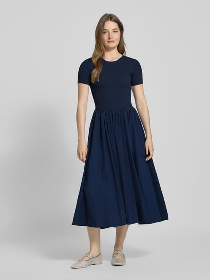 Staud Midikleid in Ripp-Optik Modell 'LAROQUETTE' Dunkelblau 4