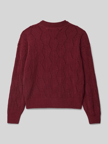 Tommy Hilfiger Teens Gebreide pullover met ronde hals, model 'CHENILLE' Bordeaux - 3
