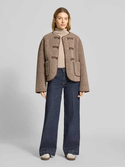 mbyM Relaxed fit teddyjack met klepzakken model 'Keisa' Lichtbruin - 1
