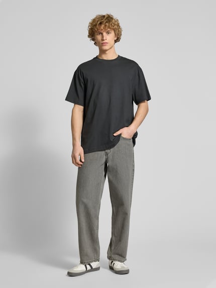 Weekday Oversized T-Shirt mit geripptem Rundhalsausschnitt Anthrazit 1