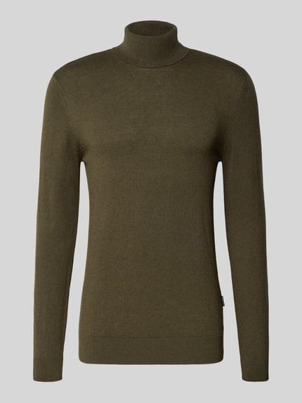 Blend Coltrui met labeldetail, model 'BAGGE' Olijfgroen - 2
