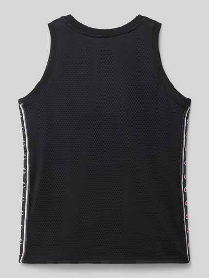Productfoto, Regular Fit Tank Top aus Mesh met logo-print van CHAMPION, zwart met structuur, ronde hals, ruglengte maat 140: 54 cm