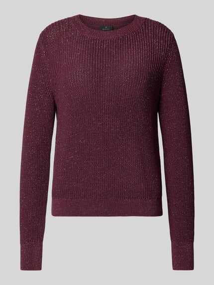 monari Gebreide pullover met ribboorden Bordeaux - 2