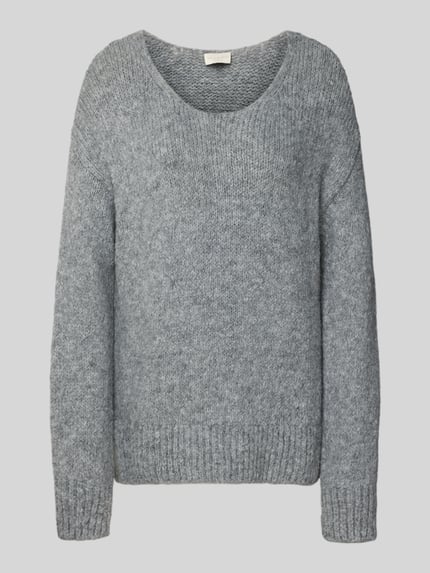 Milano Italy Loose Fit Strickpullover mit Woll-Alpaka-Anteil Hellgrau 2