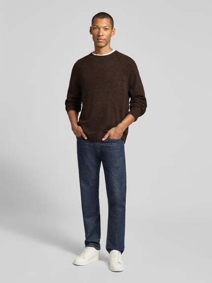 American Vintage Trui model 'DAMSVILLE' met raglanmouwen Chocoladebruin - 1