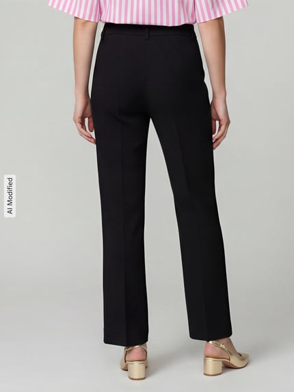 Raffaello Rossi Regular fit barrel leg broek van viscosemix model 'Miley Buttons' Zwart - 5