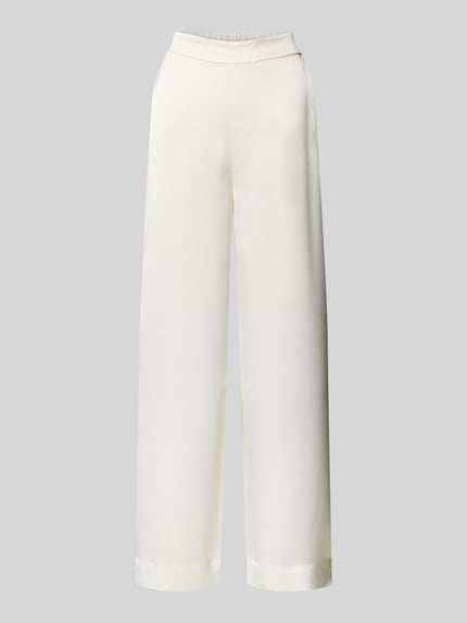 Productfoto, Slim Fit wijdte dames broek met schiebehaken en verdekte ritssluiting model 'HASELI-1' van HUGO, look: effen, materiaalverwerking: satijn