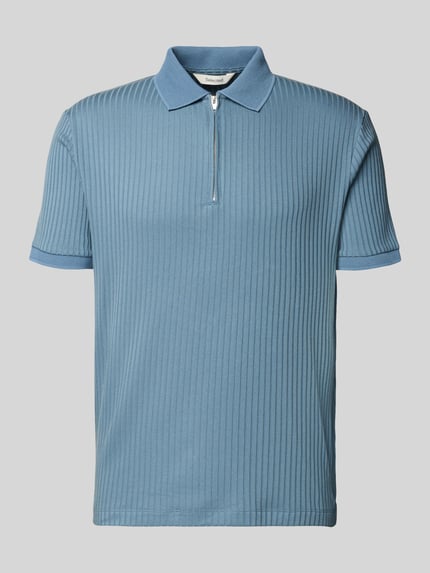 Produktfoto, Regular Fit Poloshirt mit Baumwoll-Anteil Modell 'FAVE' von SELECTED HOMME, efekt: jednolity kolor, krój regular fit, kołnierzyk polo, zapięcie: krótki zamek błyskawiczny, rękaw: krótki rękaw, zakończenie rękawów: prążkowane ściągacze, wykończenie materiału: prążkowana faktura