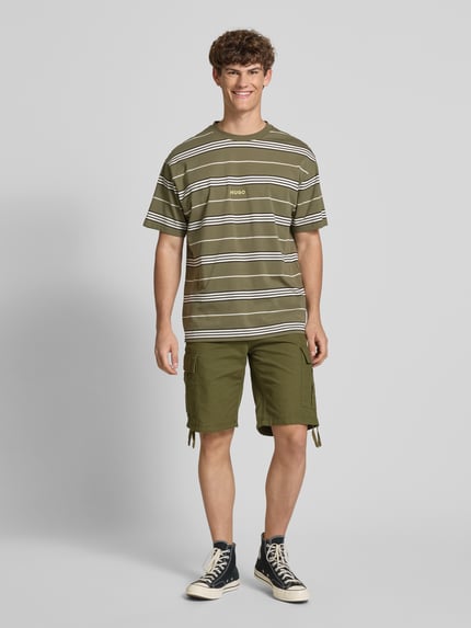 JACK & JONES Korte regular fit cargobroek met riemlussen, model 'COLE BARKLEY' Olijfgroen - 1